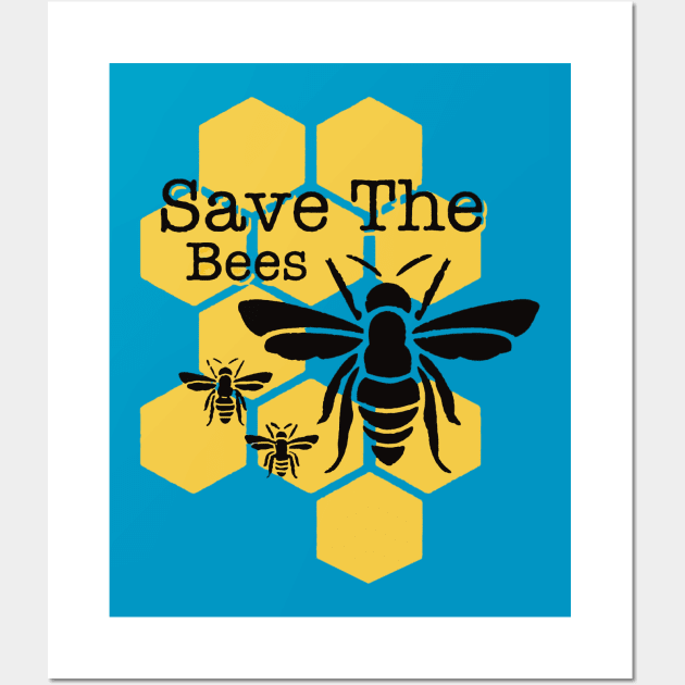 Honeycomb Save The Bees Wall Art by haninidiyah